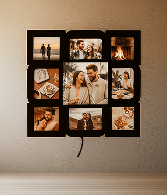 Personalized 9-photo LED memory frame for family and friends gifts